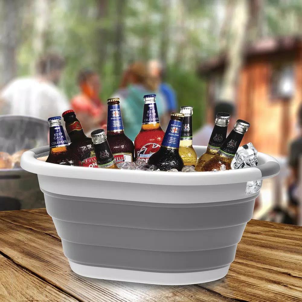Lavish Home Gray Collapsible Multi-Use Laundry Basket with Comfort Grip Handles