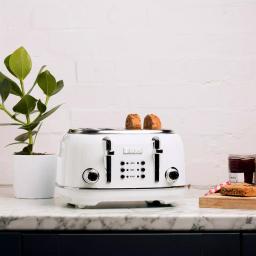 Haden Heritage 4-Slice Retro Wide Slot Toaster, 1500W, White thumbnail 2