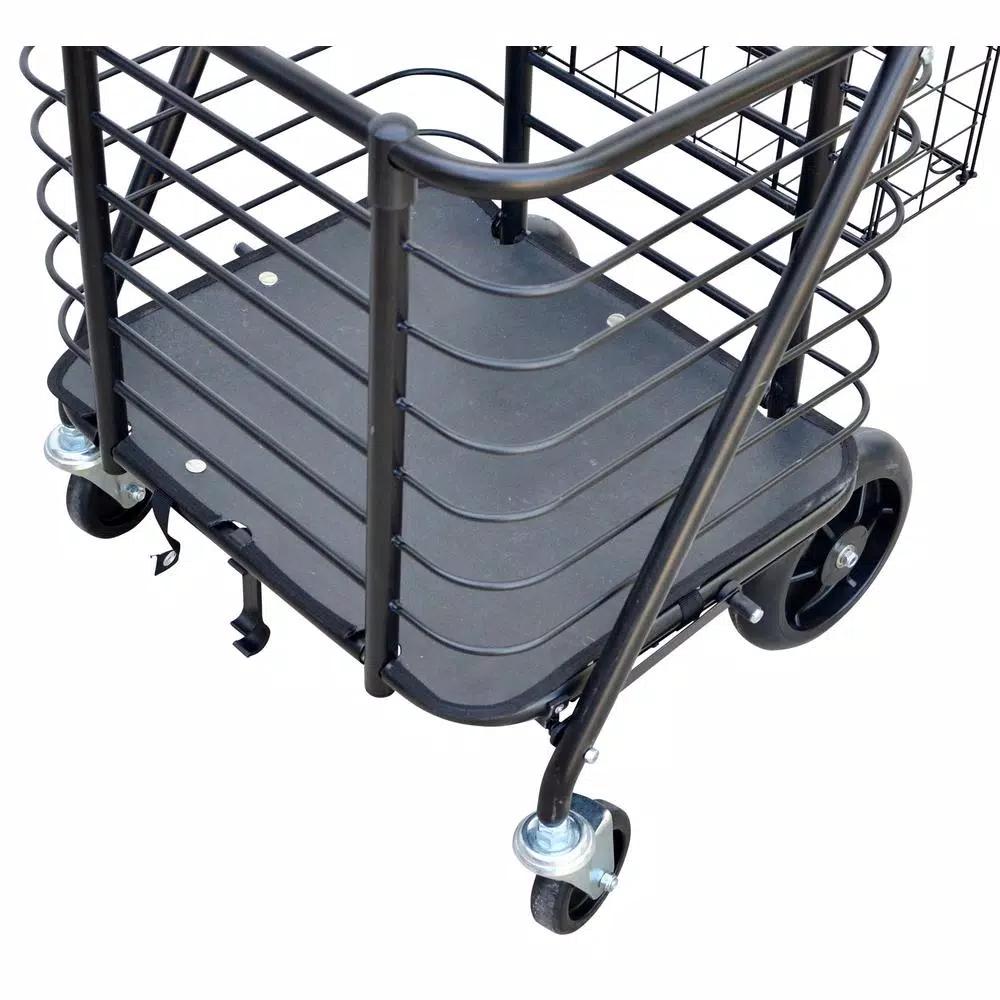 Milwaukee Heavy-Duty Steel Shopping Cart with Accessory Basket, Black