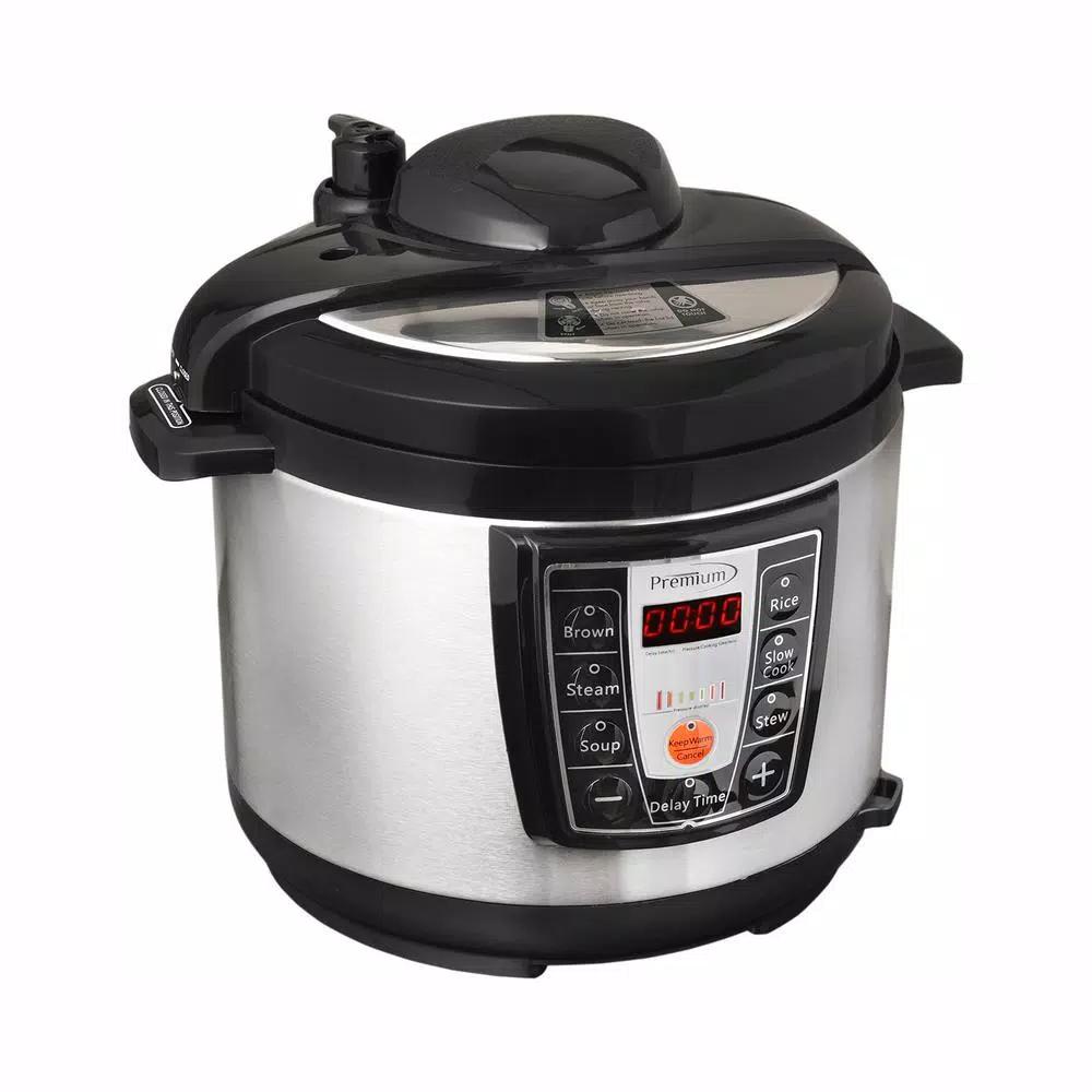 PREMIUM 5.2 Qt. Digital Electric Pressure Cooker with Browning Control, Silver and Black