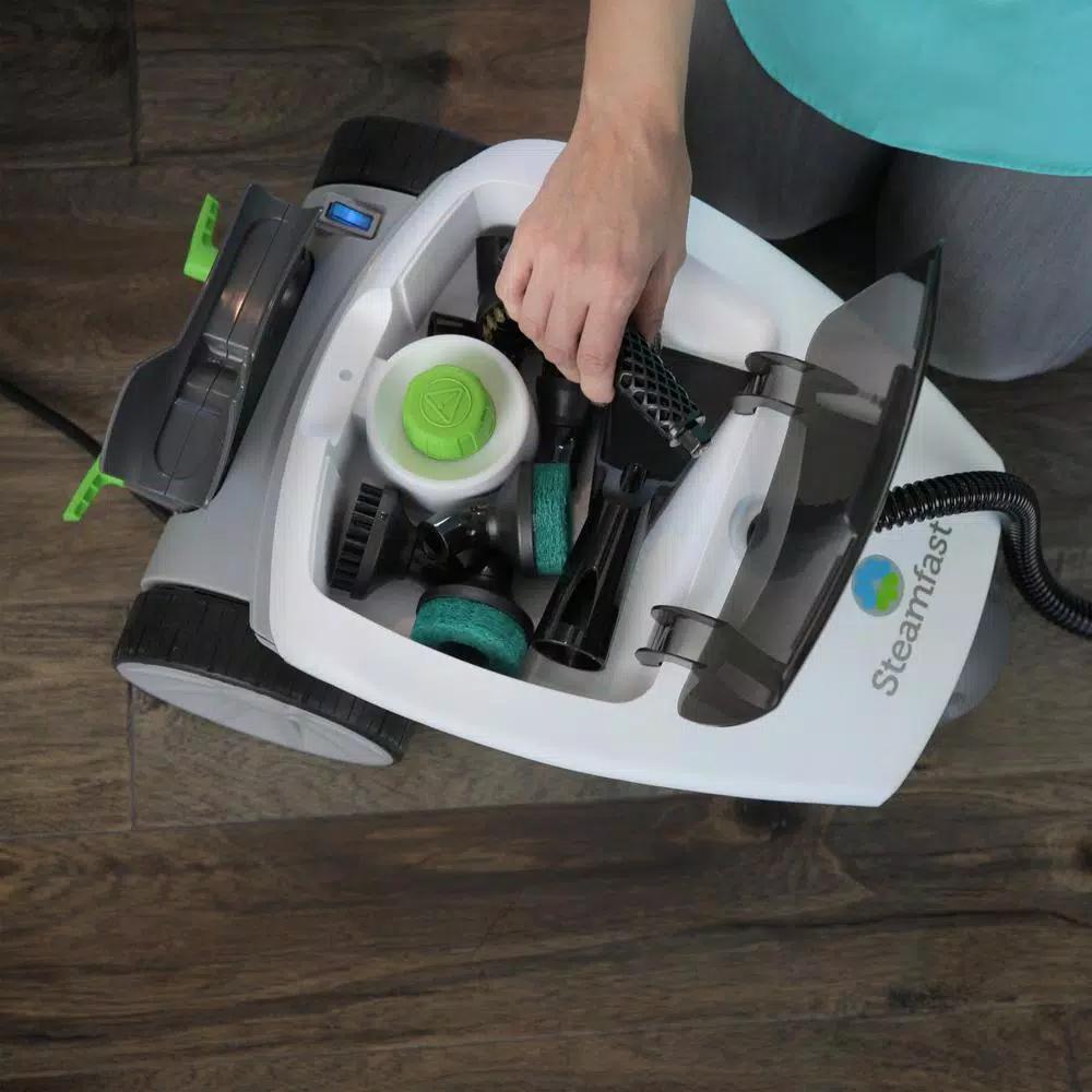 SteamFast SF-375 Deluxe Canister Steam Cleaner, 1500W, 48 oz. Tank, 18 Attachments