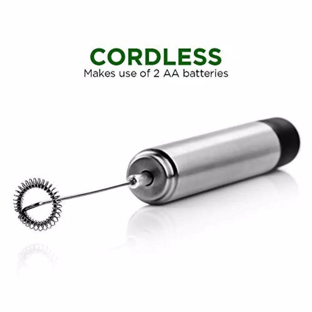 Ovente Stainless Steel Handheld Milk Frother and Electric Beverage Mixer, Silver