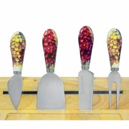 Epicureanist Sonoma Cheese Tray Serving Set with Bamboo Board, Glass Center, and Ceramic Dish thumbnail 2