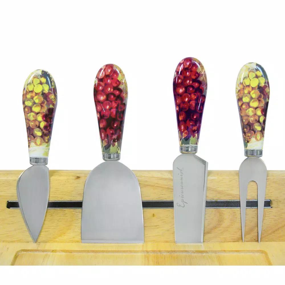 Epicureanist Sonoma Cheese Tray Serving Set with Bamboo Board, Glass Center, and Ceramic Dish