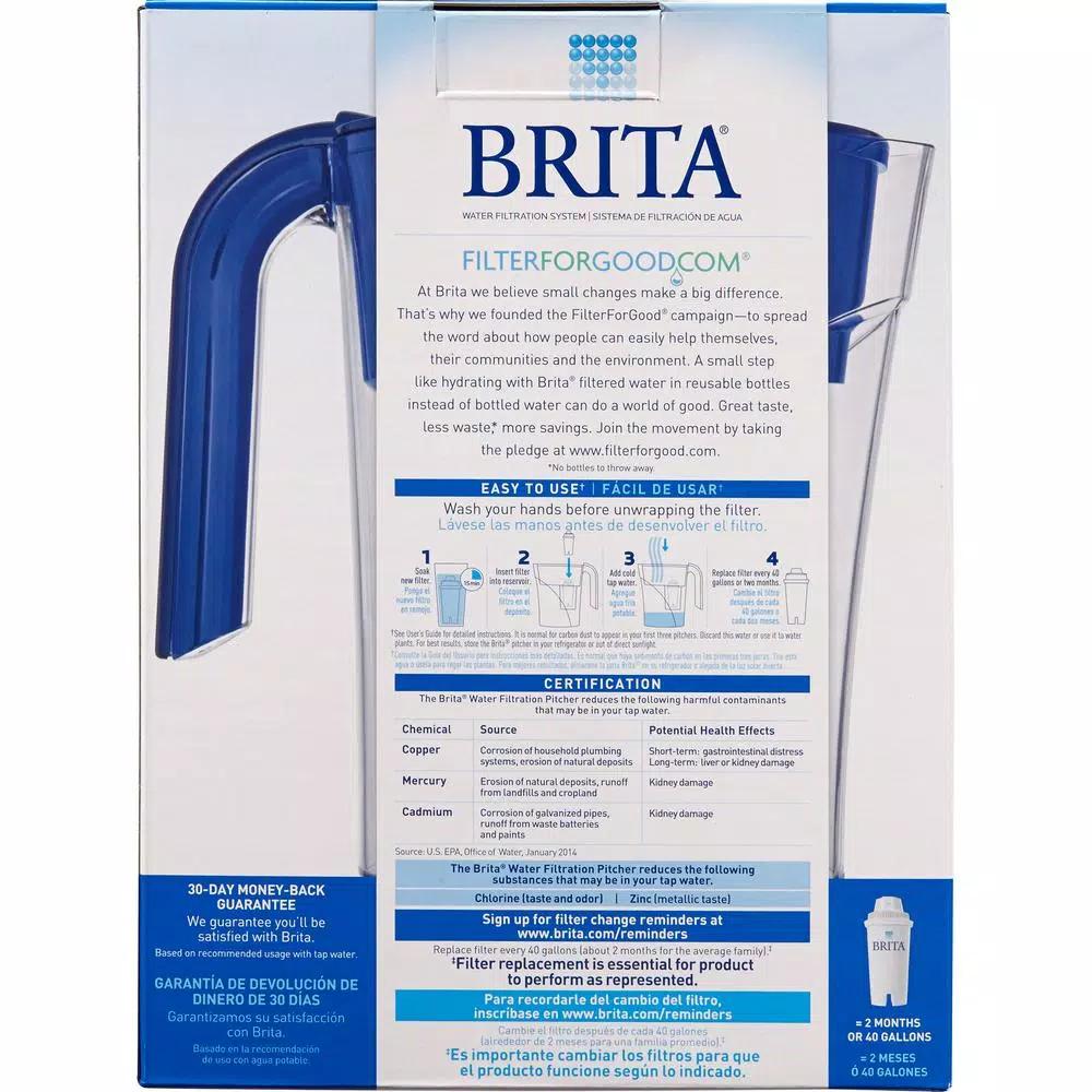 Brita Mist Water Filter Pitcher, 48 oz. Capacity, Dark Blue, BPA Free