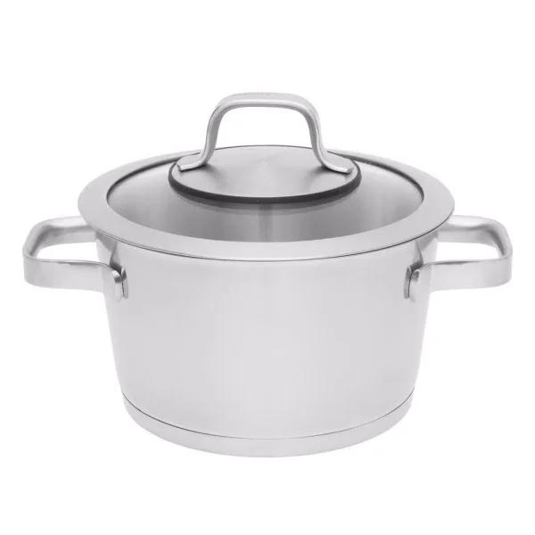 BergHOFF Essentials Manhattan 2.5 qt. 18/10 Stainless Steel Casserole Dish with Glass Lid