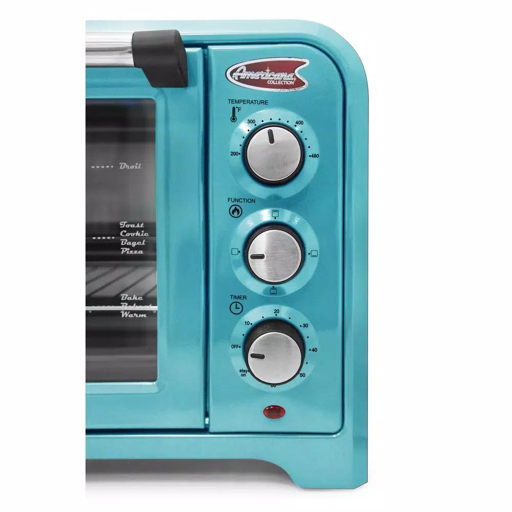 Americana Elite Americana 6-Slice Retro Toaster Oven, 1500W, Blue
