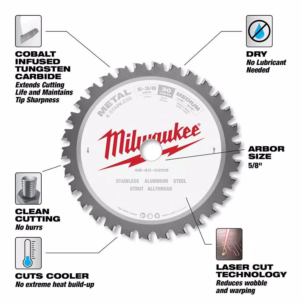 Milwaukee 5-3/8 in. 30T Carbide Metal & Stainless Steel Circular Saw Blade