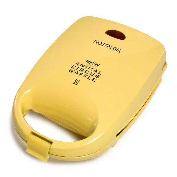 Nostalgia MyMini Circus Animal Waffle Maker, 4-Shape Yellow Waffle Iron