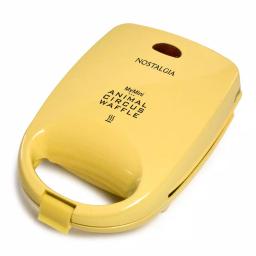Nostalgia MyMini Circus Animal Waffle Maker, 4-Shape Yellow Waffle Iron thumbnail 1