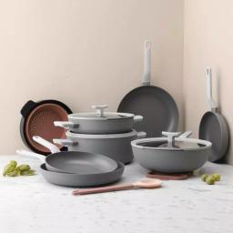 BergHOFF Leo 12.5 in. Aluminum Nonstick Wok with Glass Lid, Grey thumbnail 3