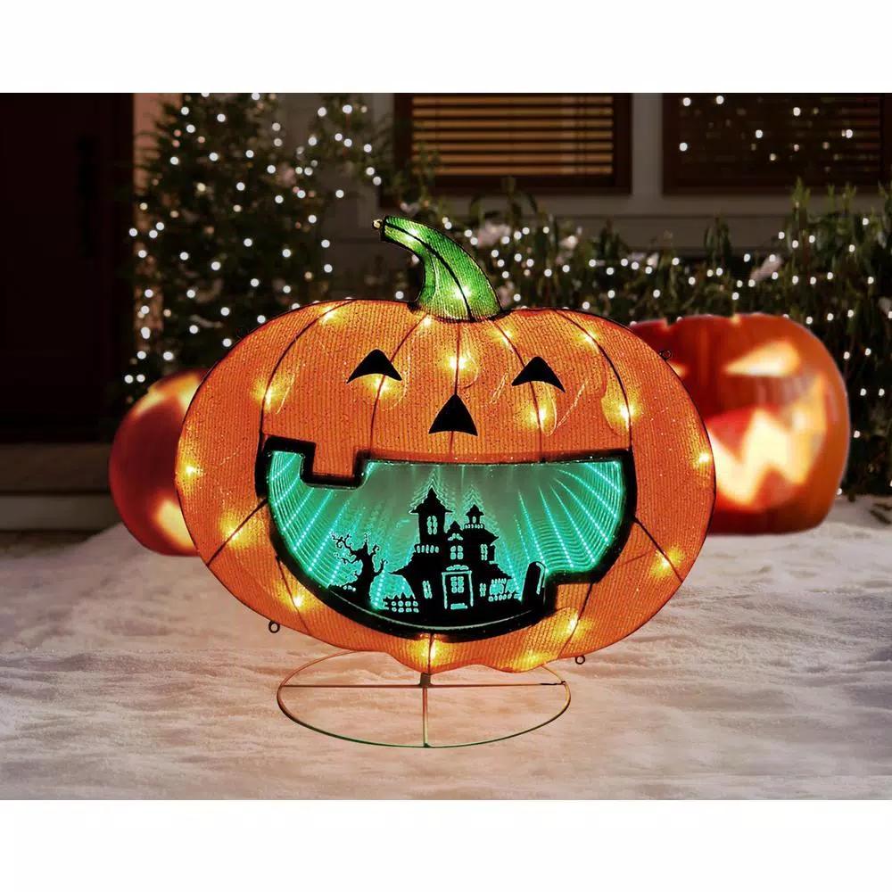 Puleo International 28 in. Lighted Halloween Pumpkin with Infinity Mirror
