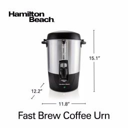 Hamilton Beach Fast Brew 45-Cup Stainless Steel Coffee Urn with 1-Hand Dispensing thumbnail 3