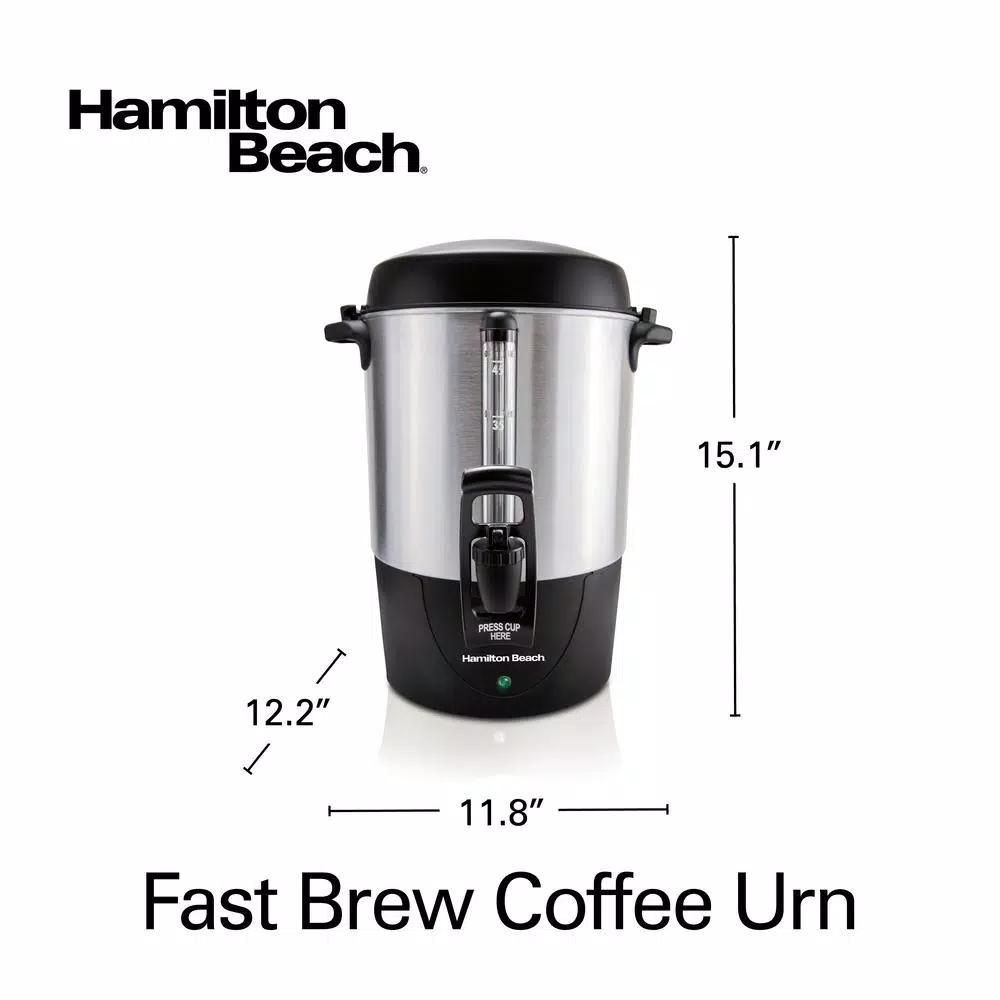 Hamilton Beach Fast Brew 45-Cup Stainless Steel Coffee Urn with 1-Hand Dispensing