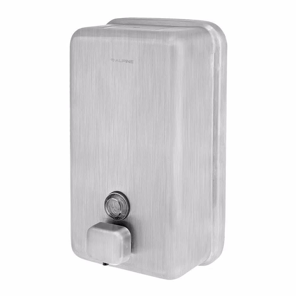 Alpine Industries 1200ml Stainless Steel Manual Liquid Soap Dispenser - Wall Mounted