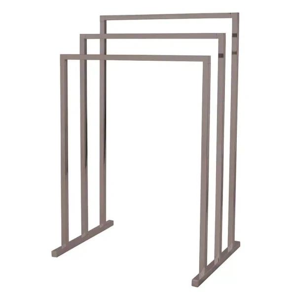 Kingston Brass European 3-Bar Pedestal Steel Towel Rack in Brushed Nickel