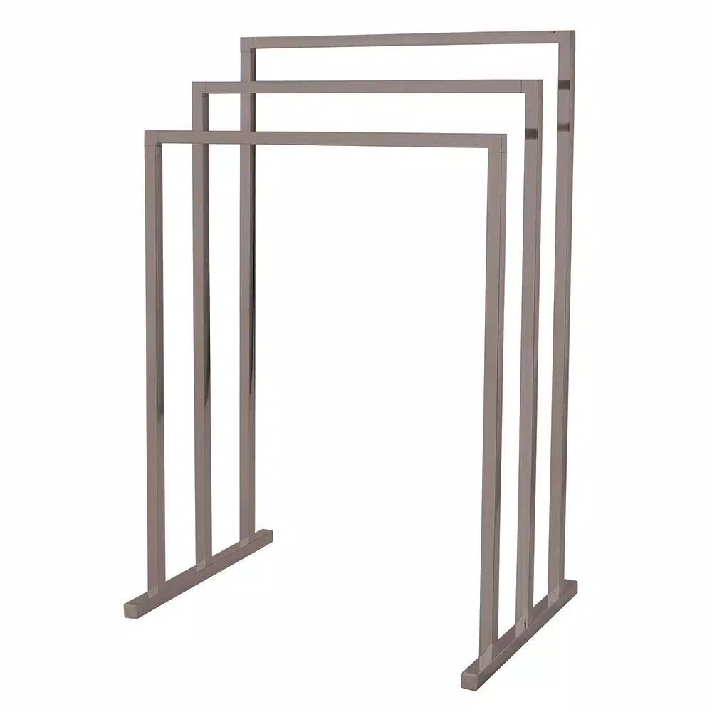 Kingston Brass European 3-Bar Pedestal Steel Towel Rack in Brushed Nickel