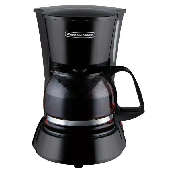 Proctor Silex 4-Cup Black Drip Coffee Maker with Keep Warm Setting