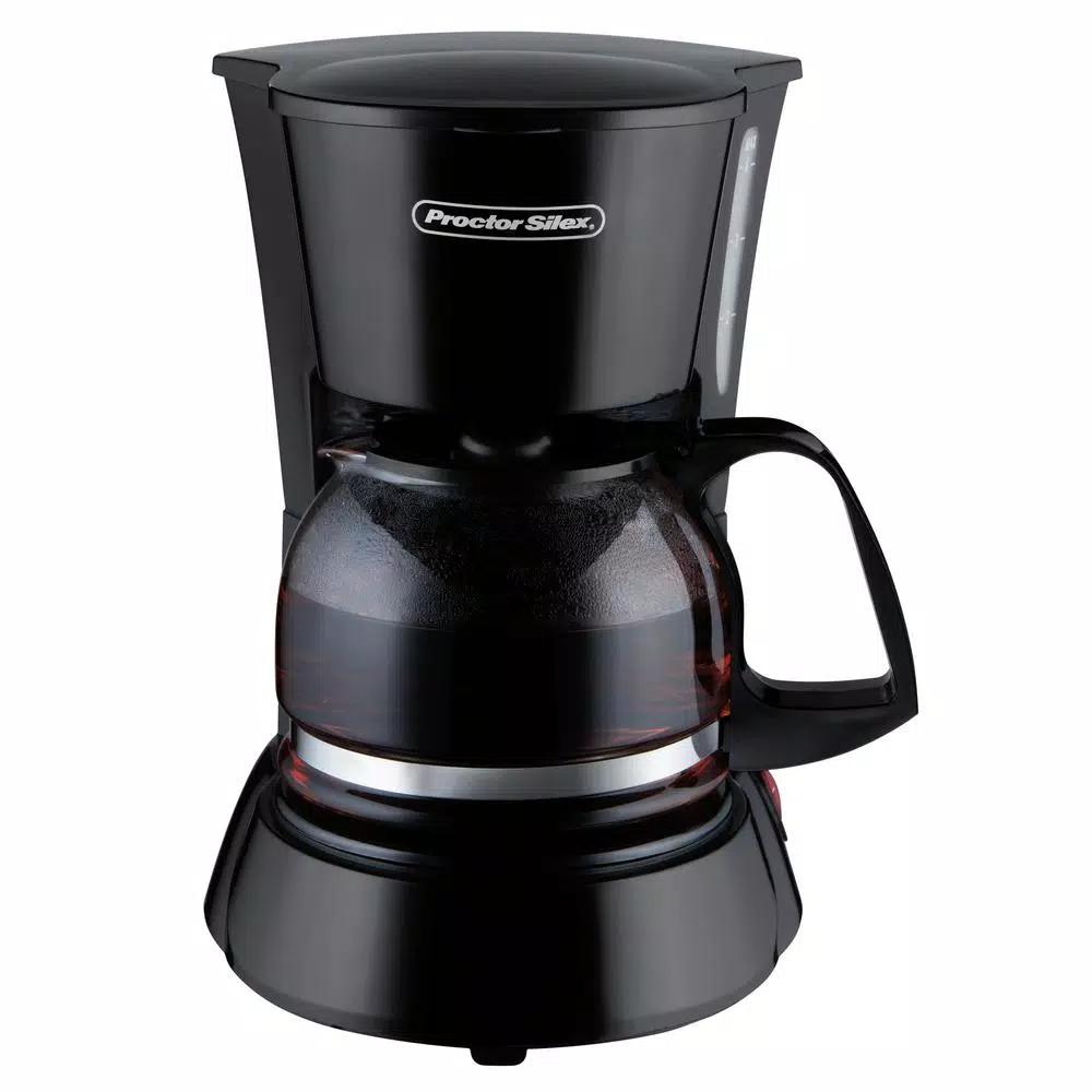 Proctor Silex 4-Cup Black Drip Coffee Maker with Keep Warm Setting