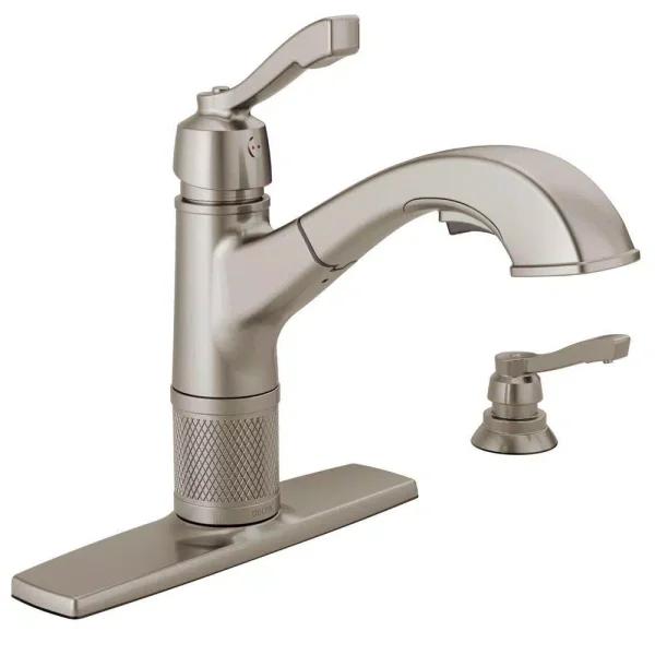 Delta Allentown Single-Handle Pull-Out Kitchen Faucet with Soap Dispenser, Stainless