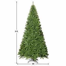 Costway 9 ft. Slim Fraser Fir Artificial Christmas Tree, Unlit Green with 2094 Tips thumbnail 2