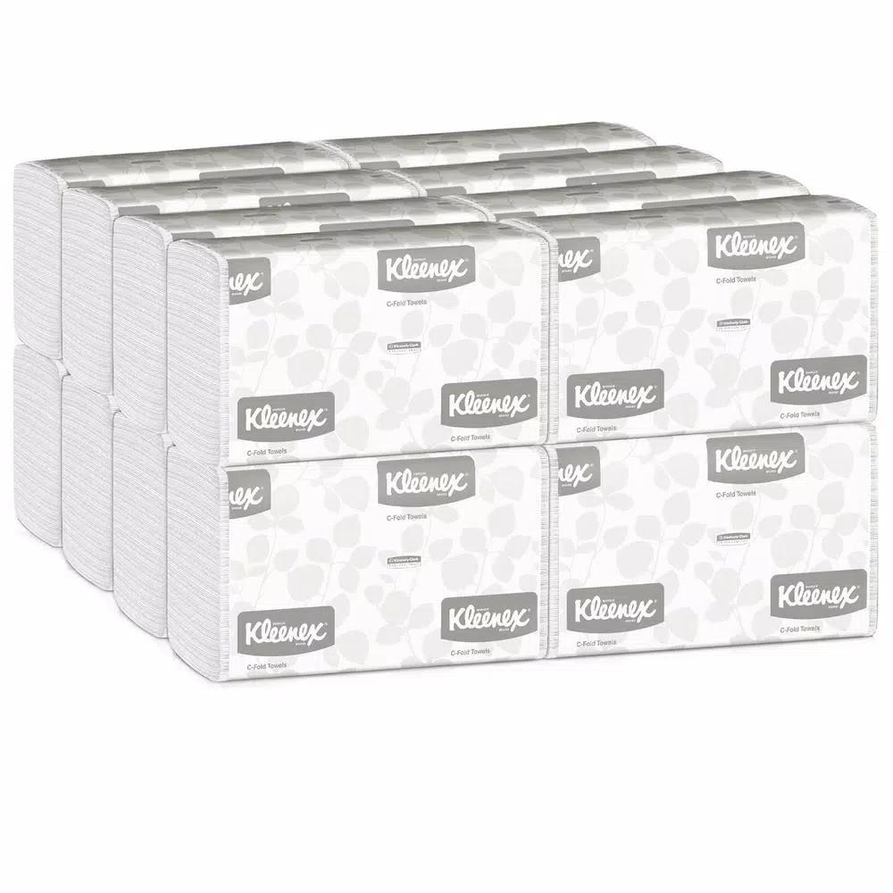 Kleenex C-Fold White Paper Towels, 1-Ply, 150 Sheets per Pack, 16 Packs per Carton