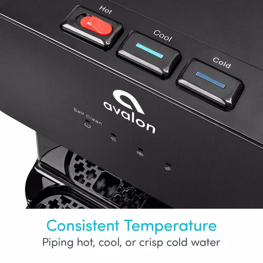 Avalon Self-Cleaning Bottom Loading Water Cooler - Black Stainless Steel, 3 Temperatures