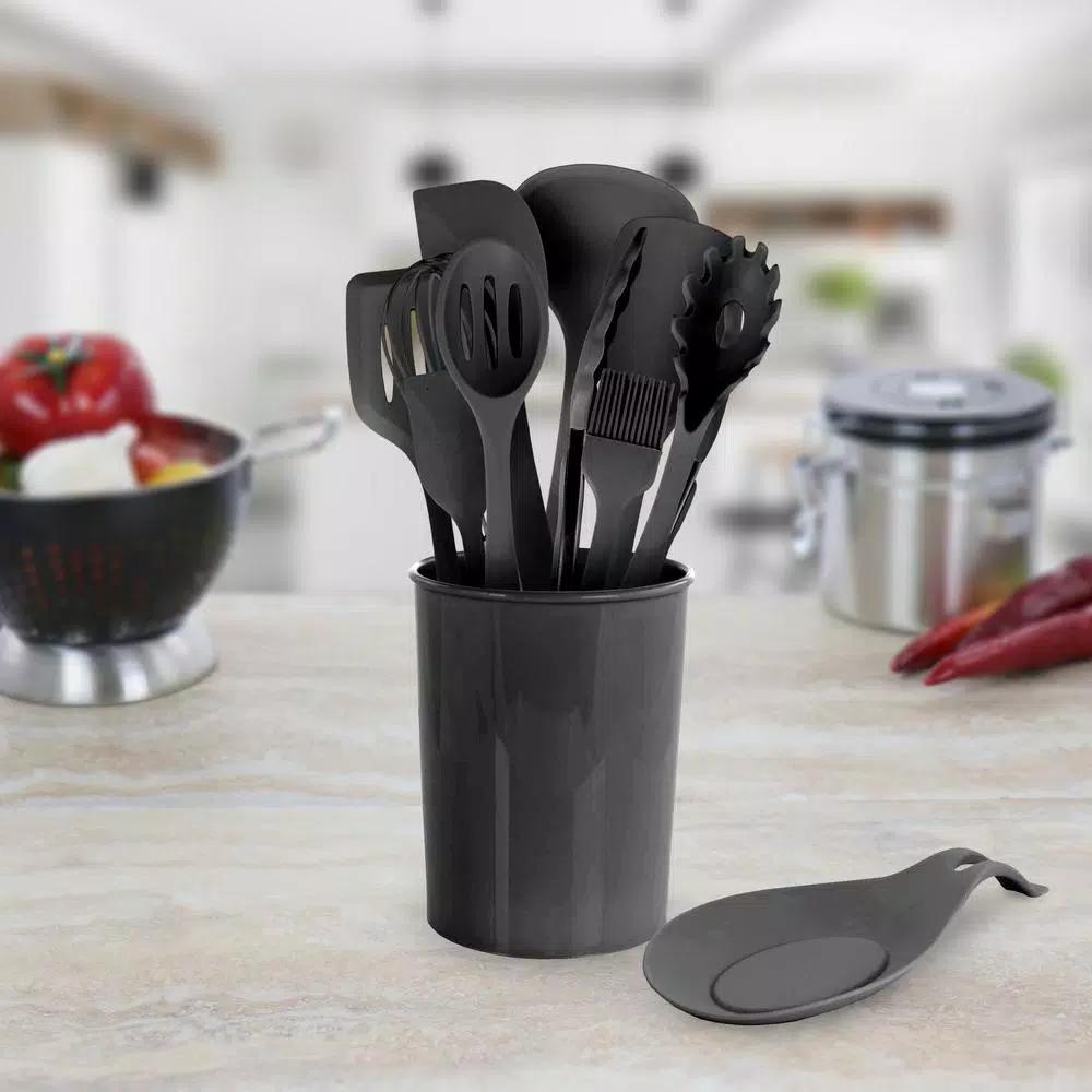 MegaChef 12-Piece Black Silicone Kitchen Utensil Set