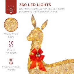 Best Choice Products 60 in. LED Metal Reindeer Family Christmas Yard Decoration, 3-Piece Set with Warm White Lights thumbnail 4