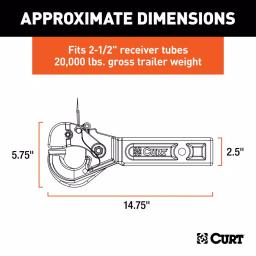 CURT Receiver-Mount Pintle Hook, 2-1/2" Shank, 20,000 lbs. Capacity, 2-1/2" Lunette Eyes thumbnail 1