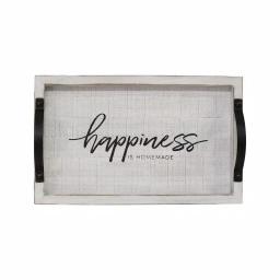 Stratton Home Decor Happiness is Homemade Wood Serving Tray with Metal Handles thumbnail 1