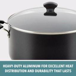 Farberware 10.5 Qt. Aluminum Nonstick Stock Pot with Glass Lid, Black thumbnail 9
