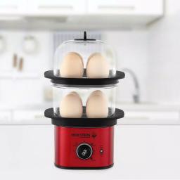 HOLSTEIN HOUSEWARES Holstein 2-Tier Egg Cooker, 8-Egg Capacity, Metallic Red and Black thumbnail 7