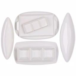 Home Essentials White Three Section Porcelain Serving Tray, 11.5 in. Square Stoneware Divided Dish thumbnail 2