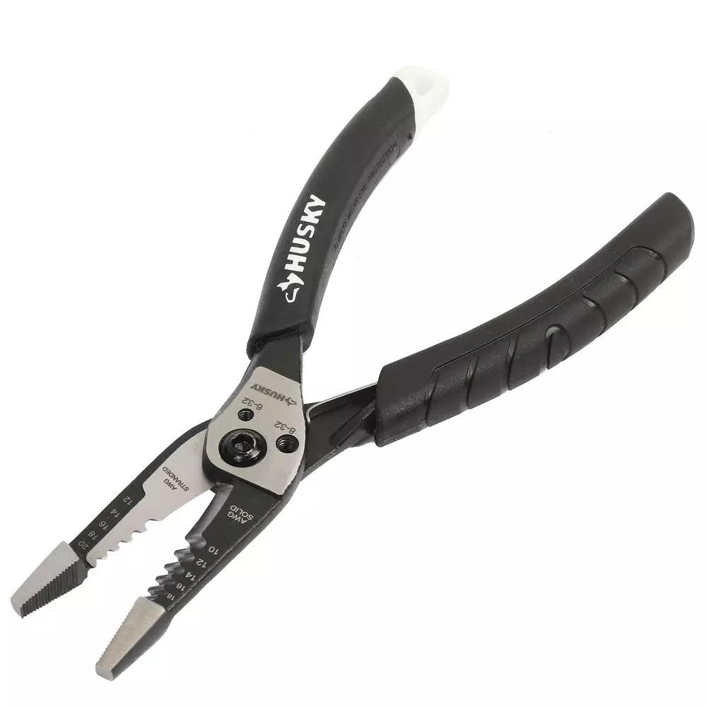 Husky 3.8 in. Wire Stripper and Cutter with Soft Grip Handles