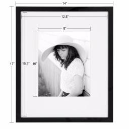 DesignOvation Gallery 13 x 16 in. Black Wood Picture Frame with White Mat for 8 x 10 in. Photos thumbnail 5