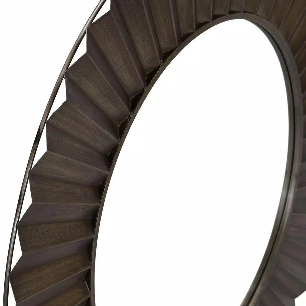 Household Essentials 37" Bronze Sunburst Round Wall Mirror - Contemporary Glam Accent Mirror
