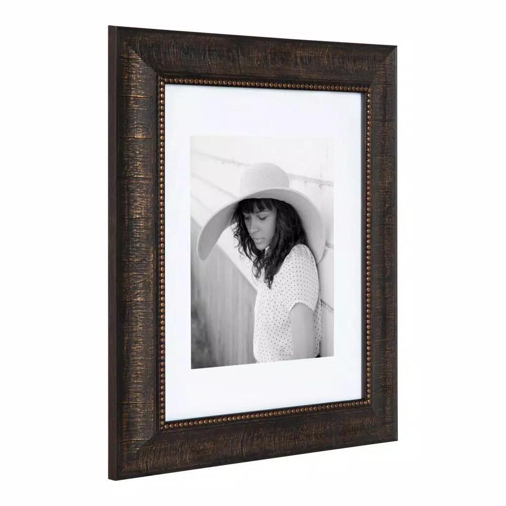 Kate and Laurel Aldridge 11 x 14 Bronze Picture Frame Set of 2 with 8 x 10 White Mat