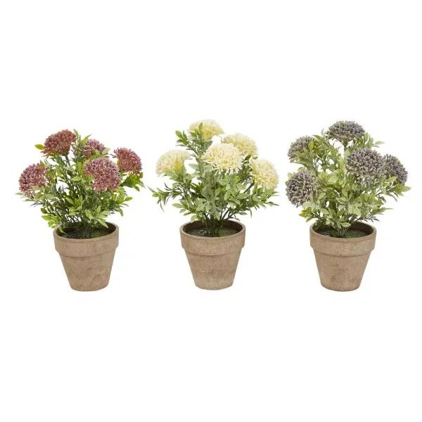 Pure Garden 10 in. Assorted Faux Flower Arrangement Set of 3