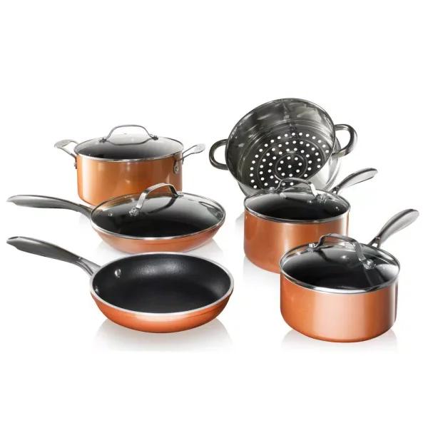 Gotham Steel 10-Piece Nonstick Aluminum Cookware Set, Copper