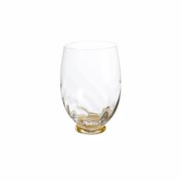 Abigails Elisa Italian Made Stemless Wine Glass Set, Clear with Gold Infused Base, 4-Piece Set thumbnail 1