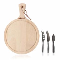 Boska Amigo 3-Piece Beechwood Cheese Board and Stainless Steel Knife Set thumbnail 1