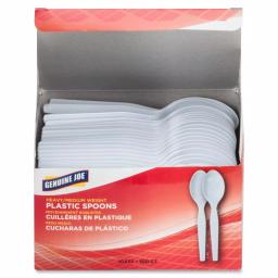 Genuine Joe Heavyweight White Polystyrene Disposable Spoons, 100 Count thumbnail 2