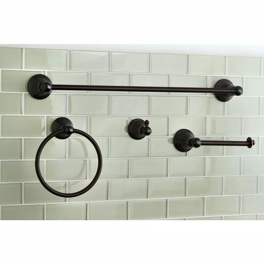 Kingston Brass 4-Piece Naples Bronze Bath Hardware Set - Oil Rubbed Bronze Bathroom Accessory Kit