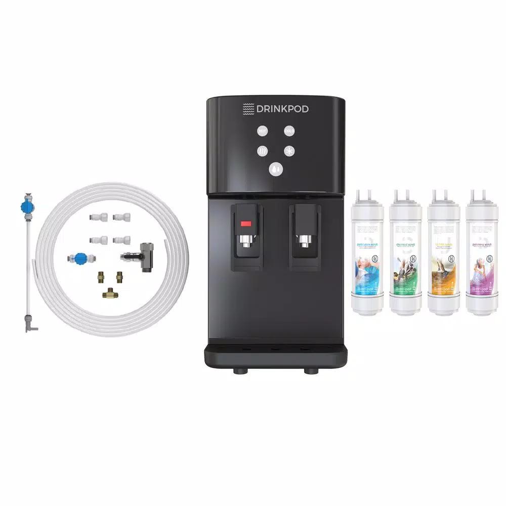 DRINKPOD 2000 Series Bottleless Water Filtration Cooler, 4-Stage Purification, Hot & Cold, Black