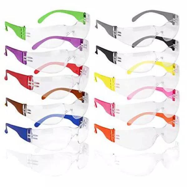 Safe Handler Hyline Safety Glasses with Anti-Scratch Clear Lenses, 12-Pair Assorted Color Pack