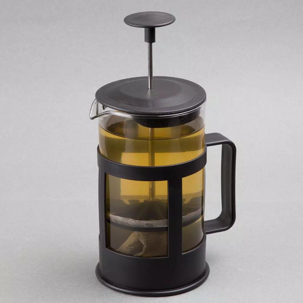 Creative Home 1000ml Glass French Press Coffee Maker and Tea Steeper, 4-Cup Stainless Steel Filter, Black