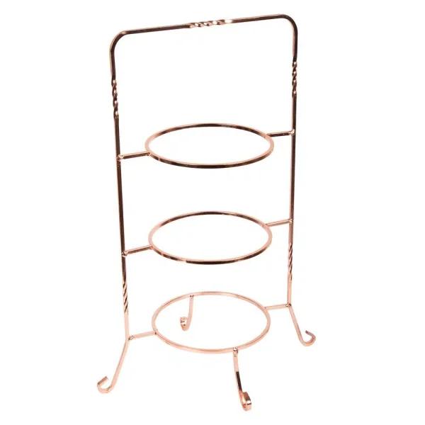 Creative Home 3-Tier Copper Plated Cake Stand & Dessert Display Rack, Handcrafted Iron Tiered Serving Tray