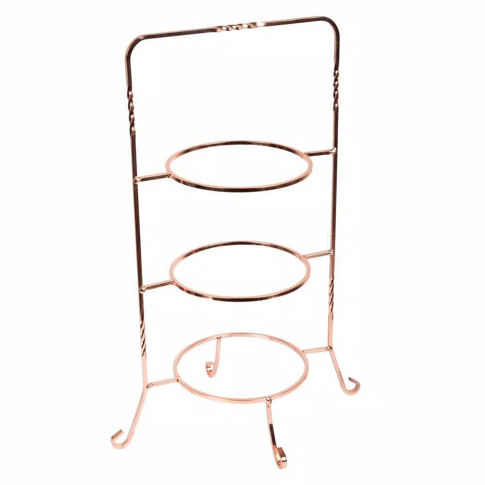 Creative Home 3-Tier Copper Plated Cake Stand & Dessert Display Rack, Handcrafted Iron Tiered Serving Tray