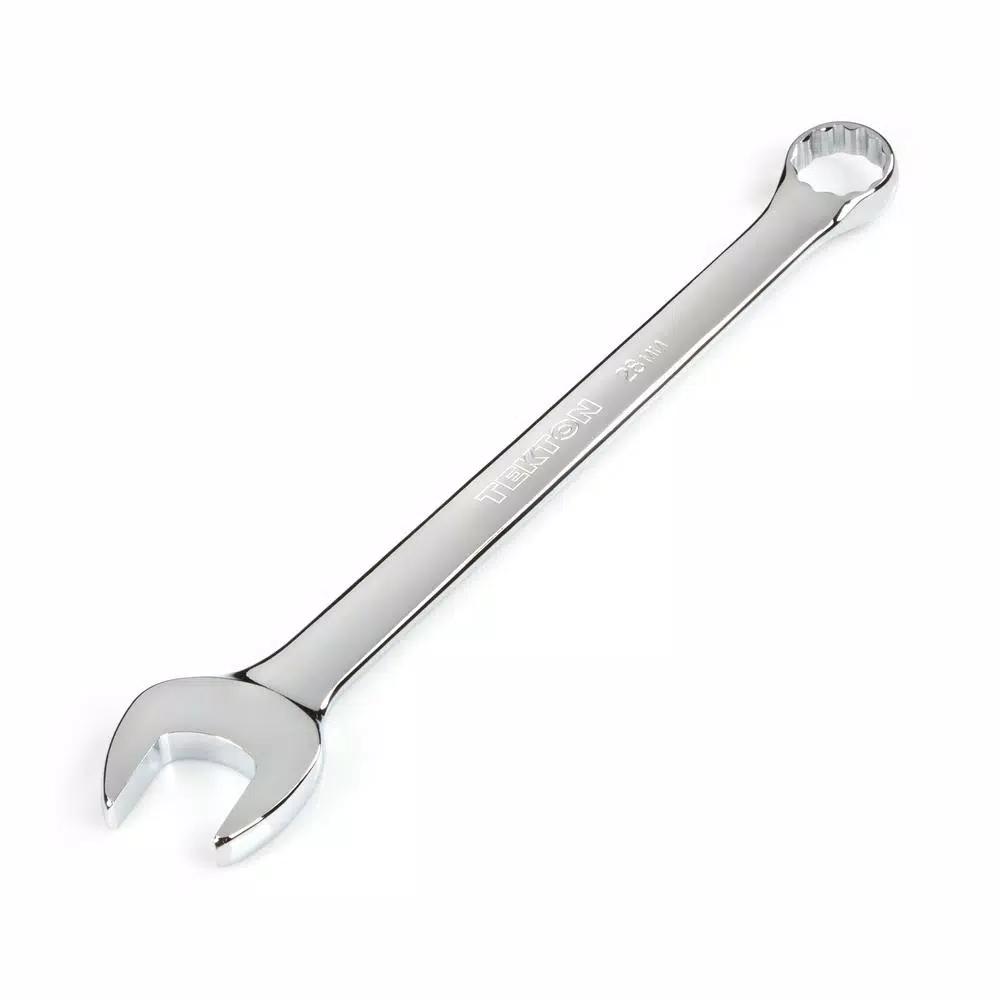 TEKTON 28 mm Combination Wrench, 12-Point Box End, Chrome Vanadium Steel